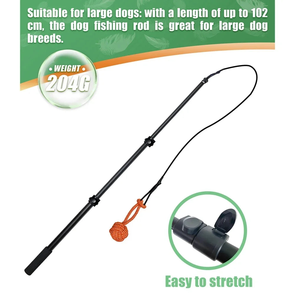 Retractable Pole Dog Chew Toy Pet Black Plush Toys Bite-Resistant Flirt Pole for Dogs Teaser Wand with Plush Refill Dog Toy