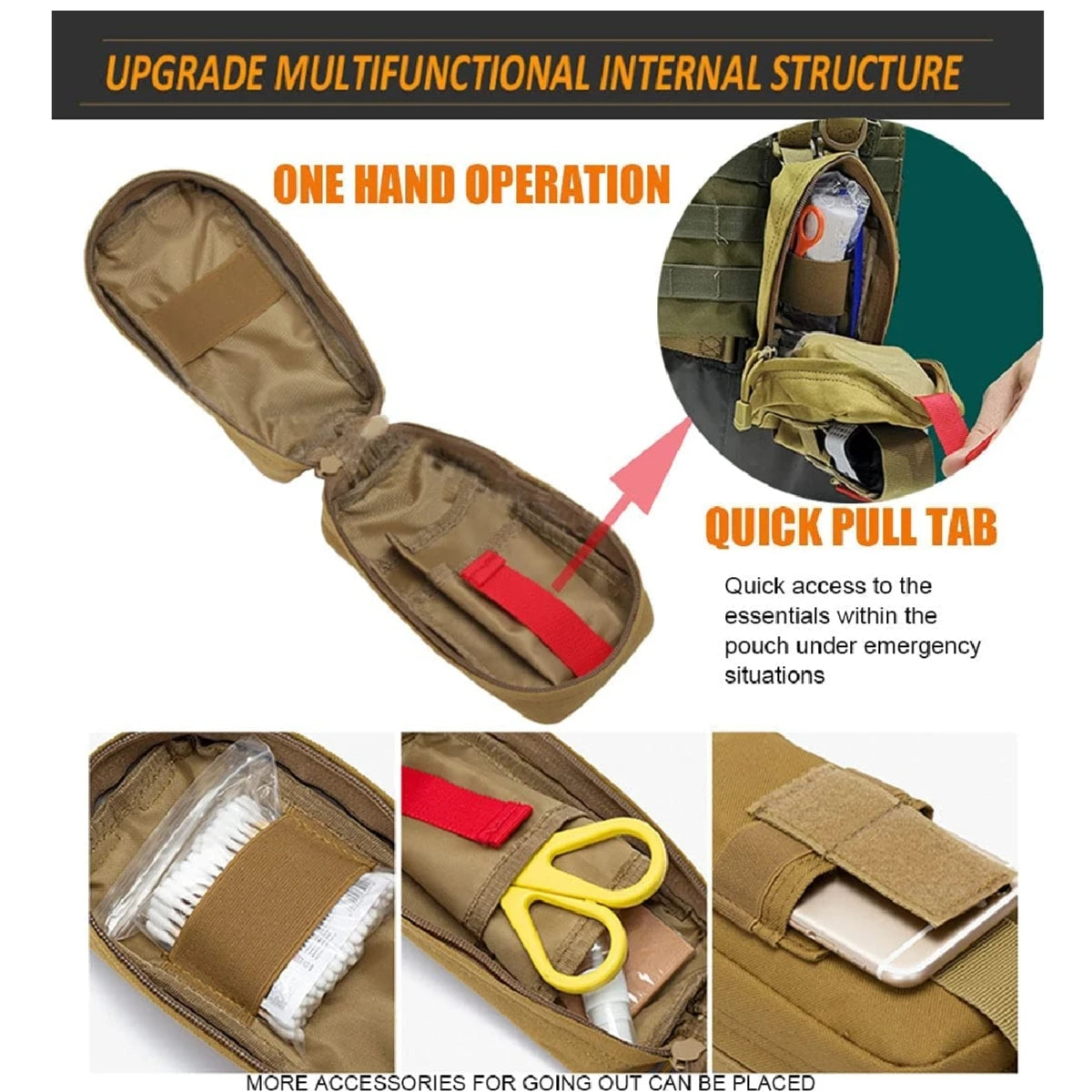 8Pcs IFAK Tactical Molle Pouch Survival First Aid Kit for Emergency Rescue Outdoor Camping Hiking Sports Portable