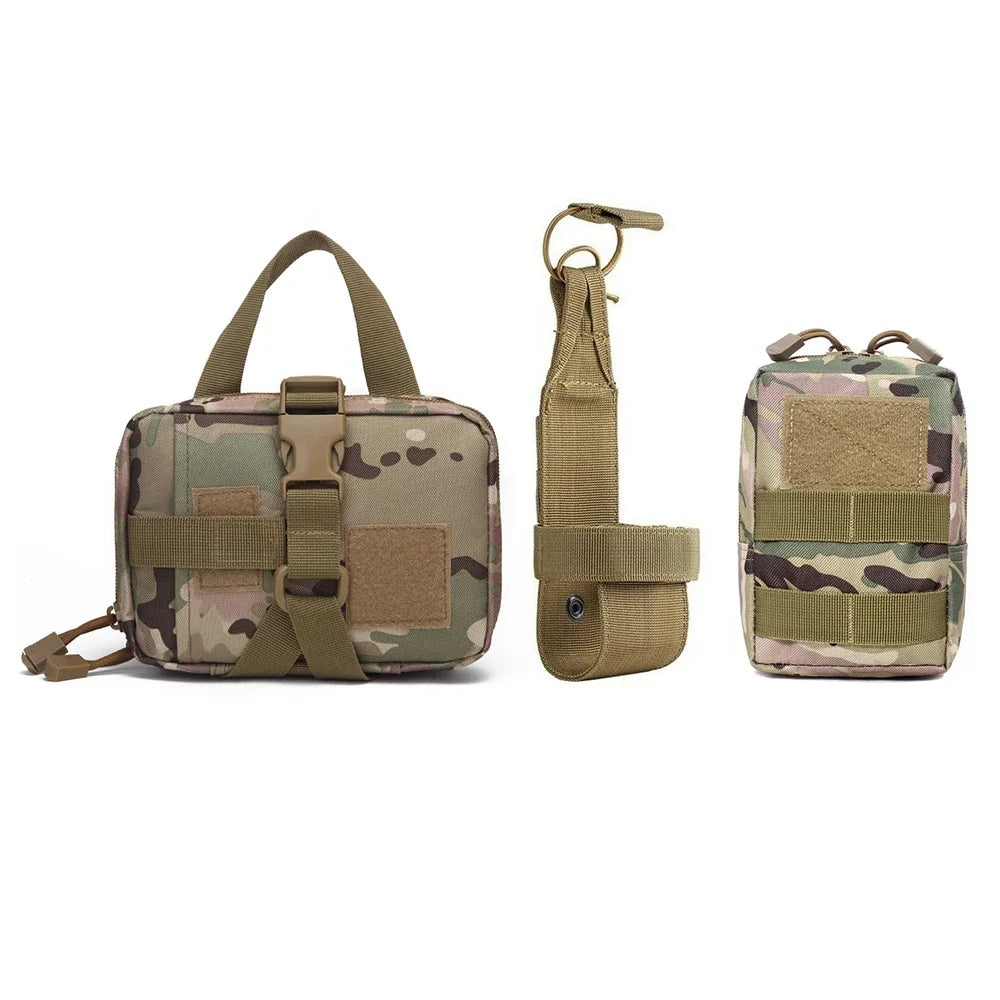 3Pcs Dog Tactical Bags Attaching on Harness Vest 2Pcs Pouch Molles and 1 Belt Bottle Holder Waist Military Training Carrier