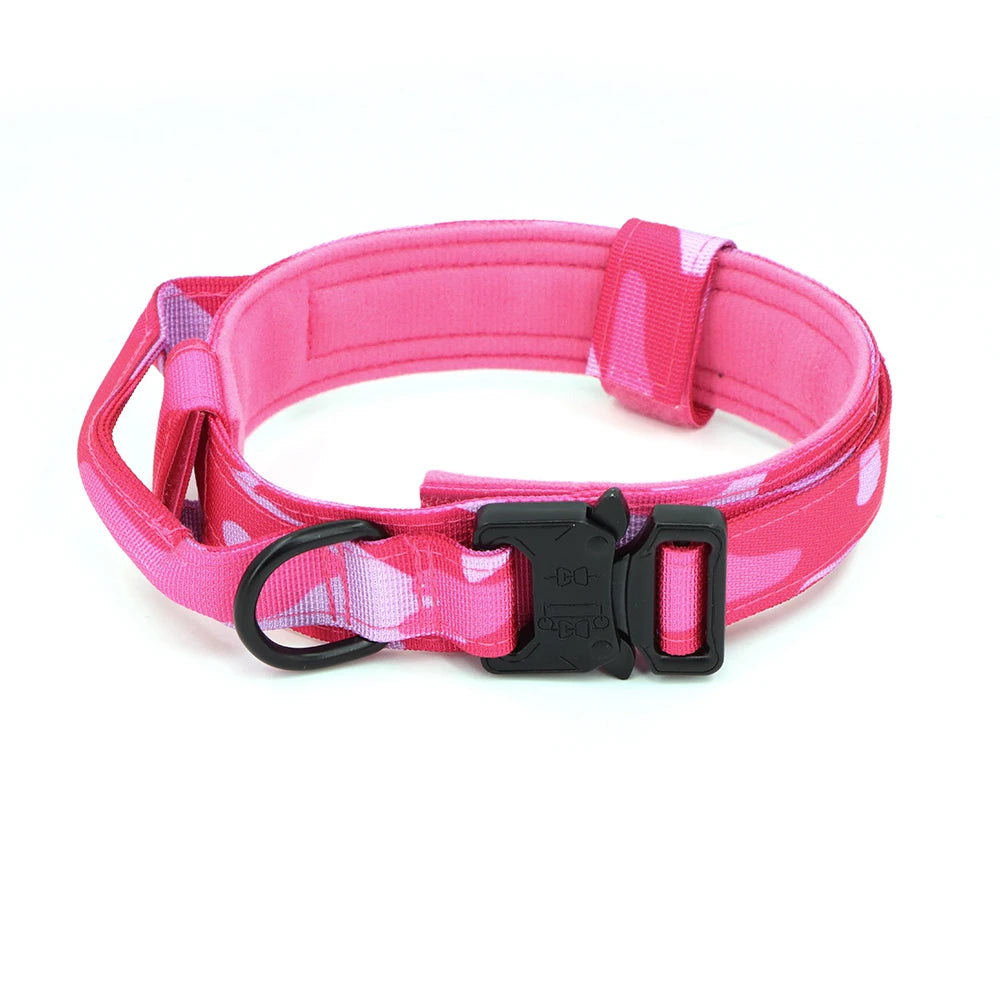 Military Dog Pink Harness for Large Medium Dogs German Shepherd Harness Collar Leash Set Adjustable Pet Tactical Training Vest