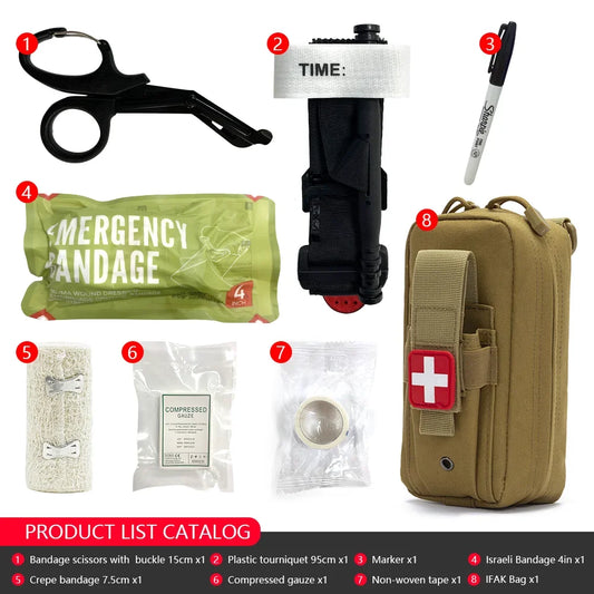 8Pcs IFAK Tactical Molle Pouch Survival First Aid Kit for Emergency Rescue Outdoor Camping Hiking Sports Portable