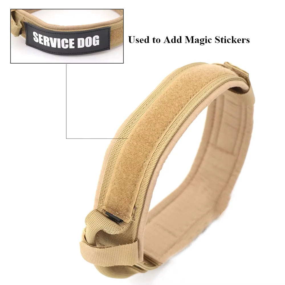 Tactical Military Dog Collar Adjustable Nylon Dog Collar with Control Handle and Metal Buckle for Medium and Large Dogs