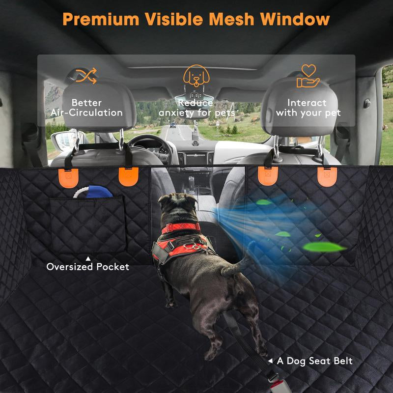 MIXJOY Dog Back Seat Extender - Waterproof Mesh Platform for Cars, Trucks, Suvs - with Storage Pockets and Door Covers (Black),Pet Supplies,Fathersdaygifts