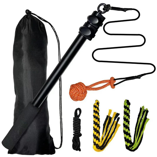 Retractable Pole Dog Chew Toy Pet Black Plush Toys Bite-Resistant Flirt Pole for Dogs Teaser Wand with Plush Refill Dog Toy