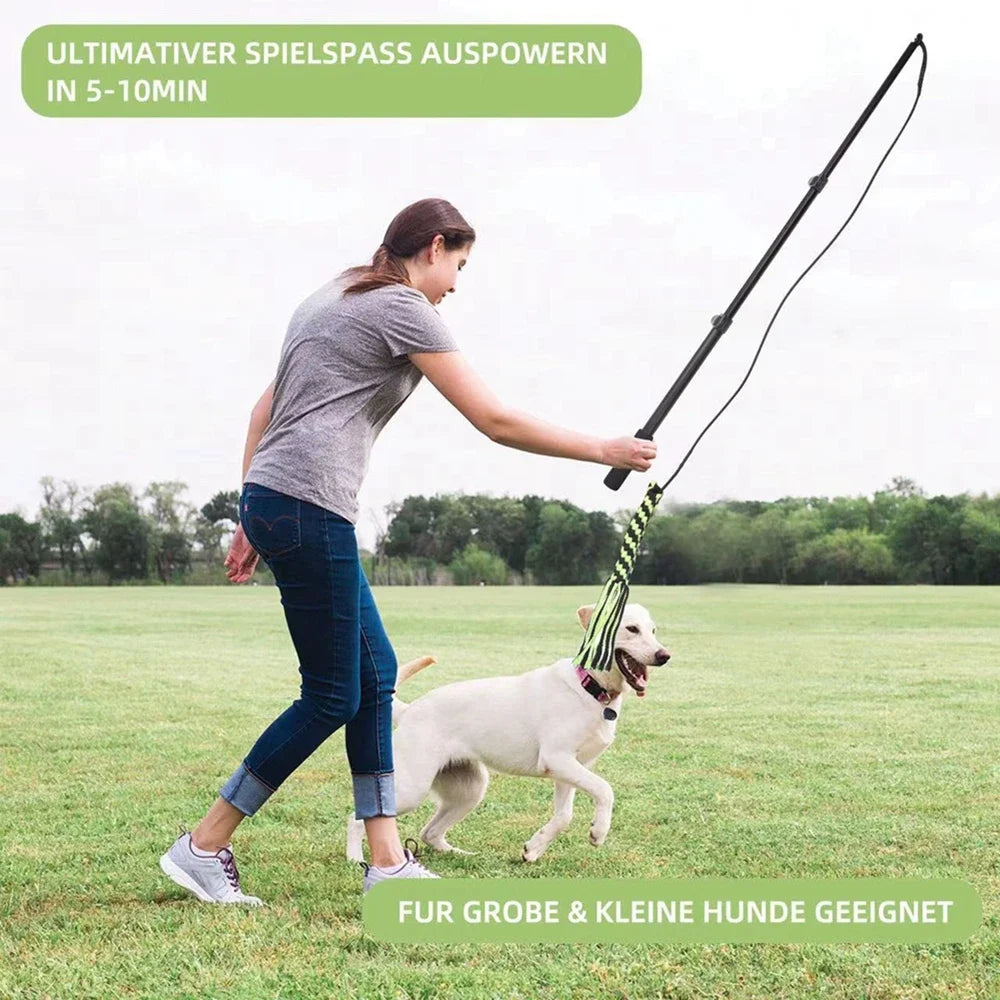 Retractable Pole Dog Chew Toy Pet Black Plush Toys Bite-Resistant Flirt Pole for Dogs Teaser Wand with Plush Refill Dog Toy